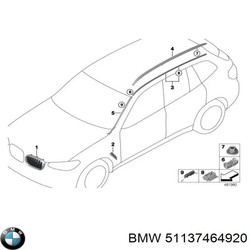 51137464920 BMW Rejilla derecha del radiador