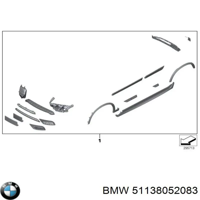 51138052083 BMW moldura puerta trasera izquierda