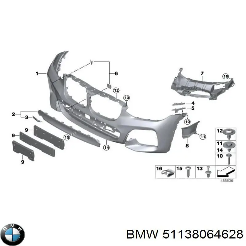 51138064628 BMW Soporte de placa de matrícula delantera