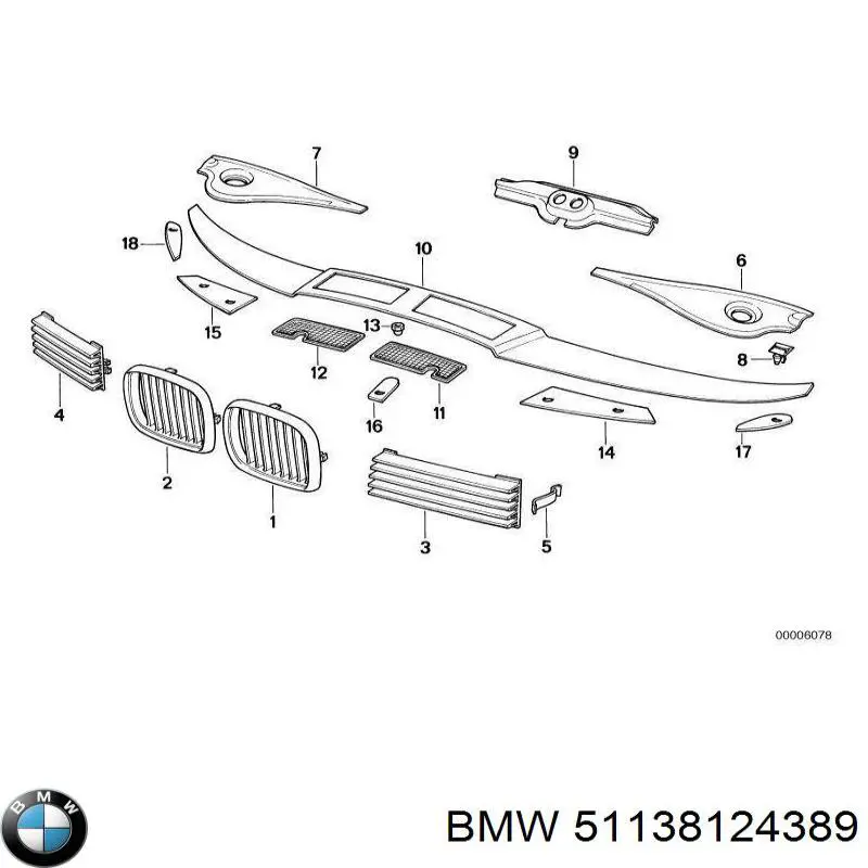 Comprar 51138124389 BMW Clip de fijación de la rejilla del radiador al panel