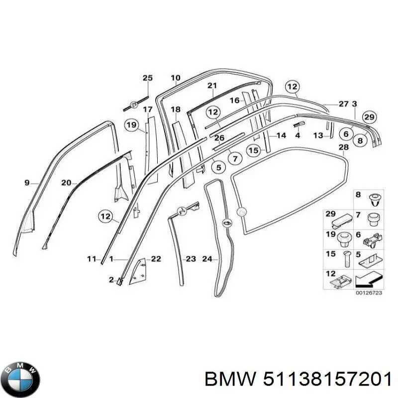 51138157201 BMW clips de fijación de pasaruedas de aleta delantera