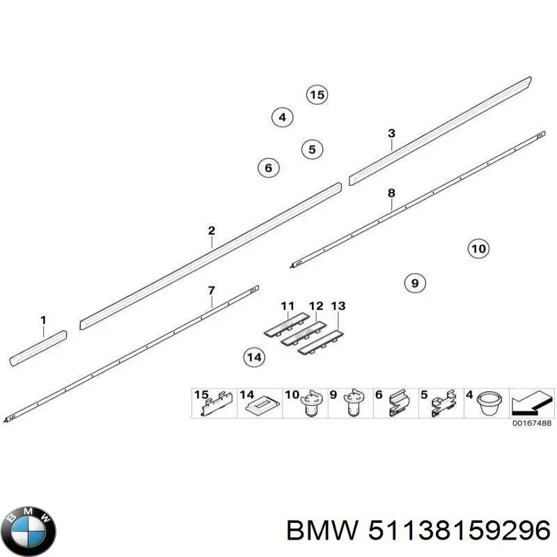 Listón embellecedor de puerta delantera derecha para BMW 5 (E39)