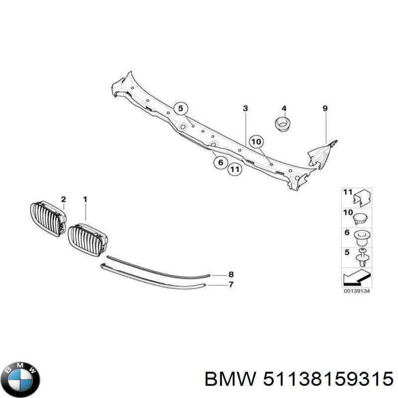 Panal de radiador izquierda para BMW 5 (E39)