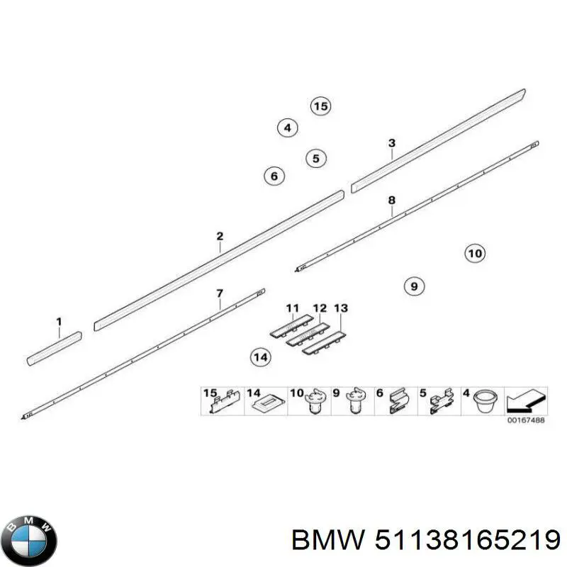 Moldura de guardabarro delantero izquierdo BMW 51138165219