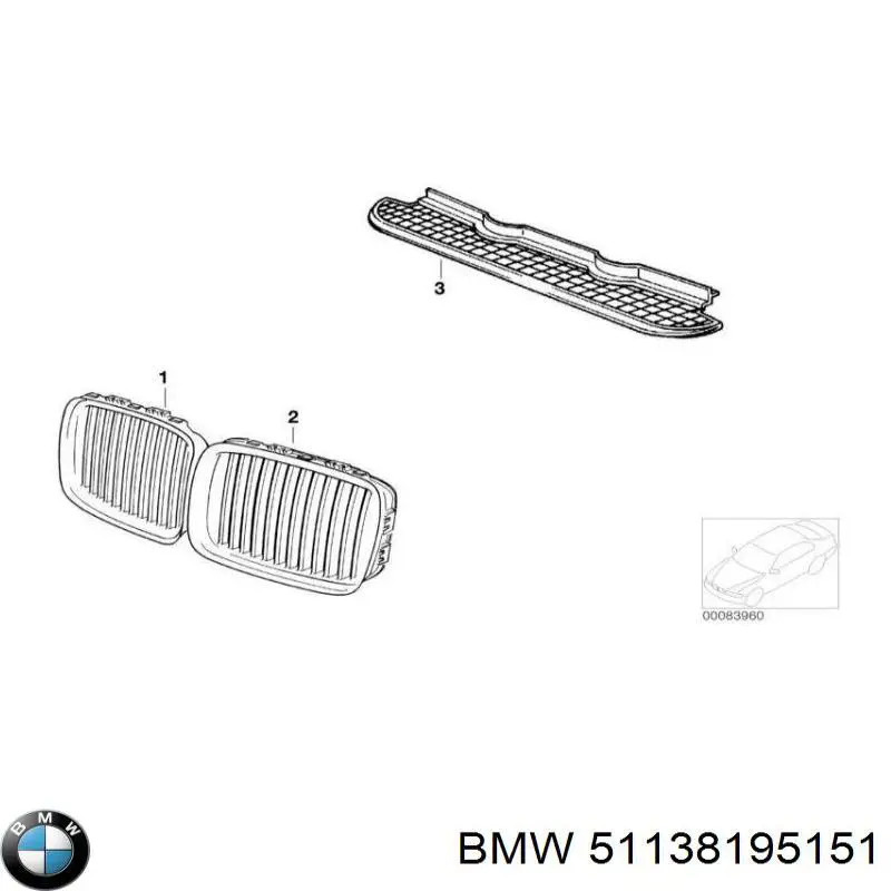 Parrilla izquierda del radiador BMW 51138195151 precio, desde 30,60 EUR