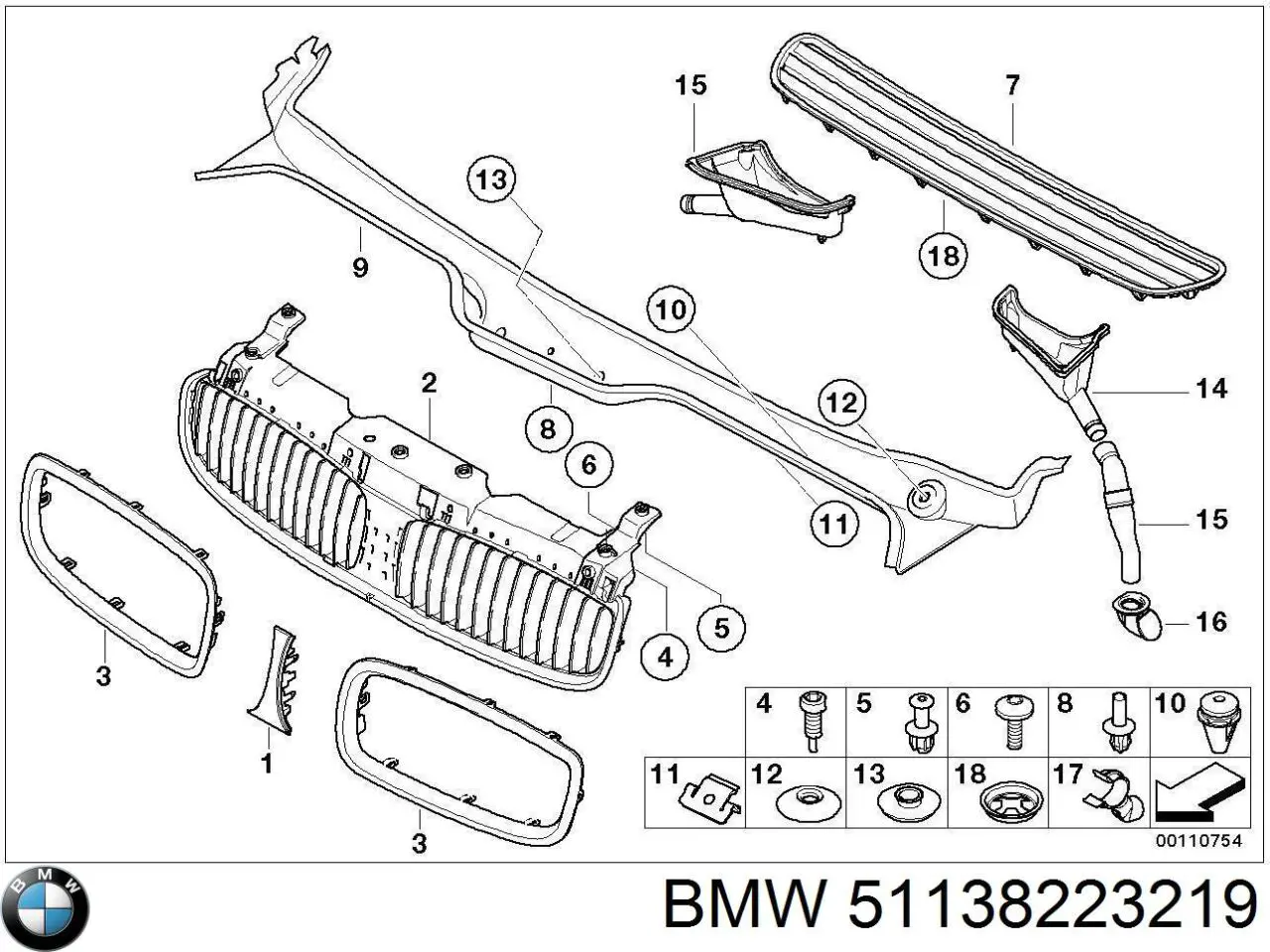 Panal de radiador izquierda para BMW 7 (E65, E66, E67)