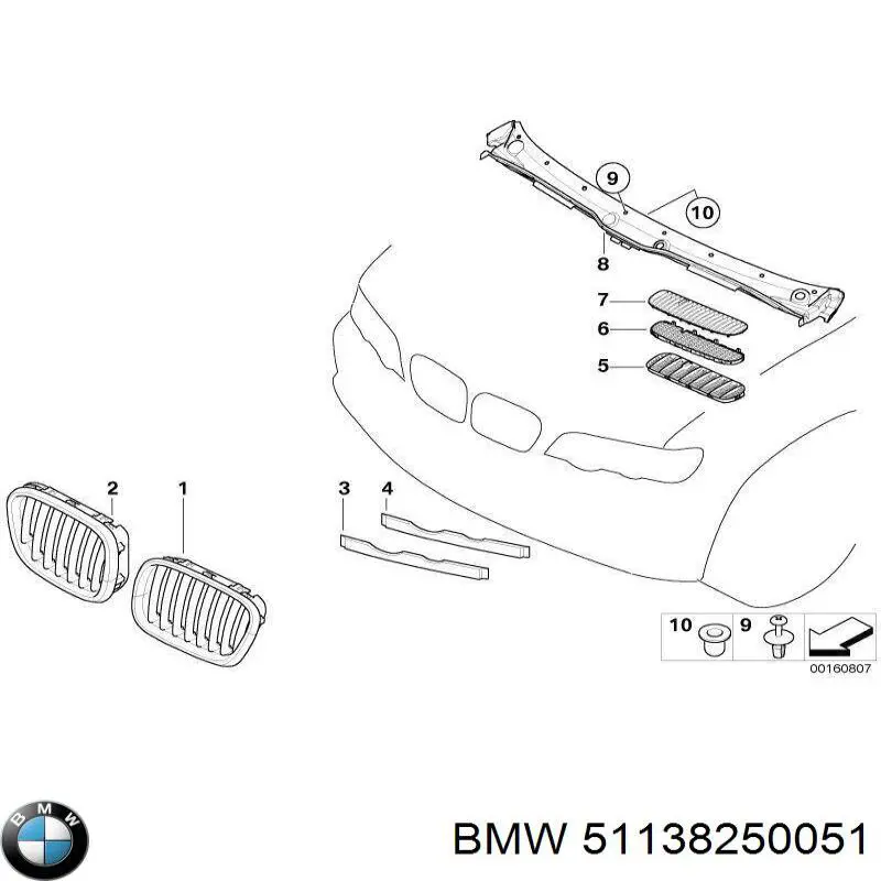Rejilla izquierda 51138250051 BMW