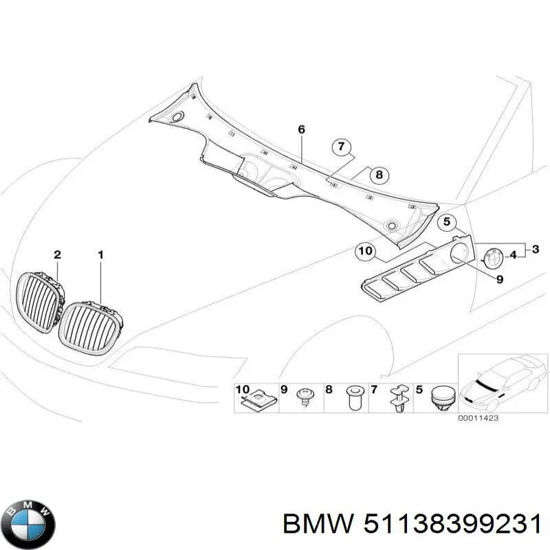 51138399231 BMW clips de fijación de pasaruedas de aleta delantera