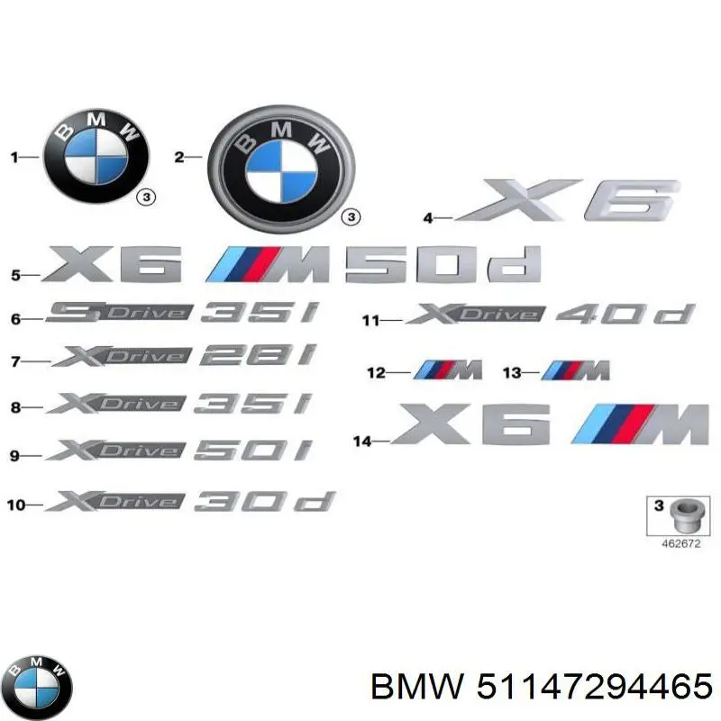 51147294465 BMW Logotipo de tapa de maletero