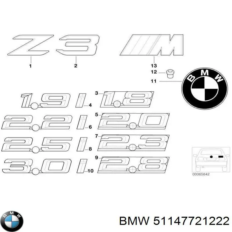 51147721222 BMW Emblema de capot 