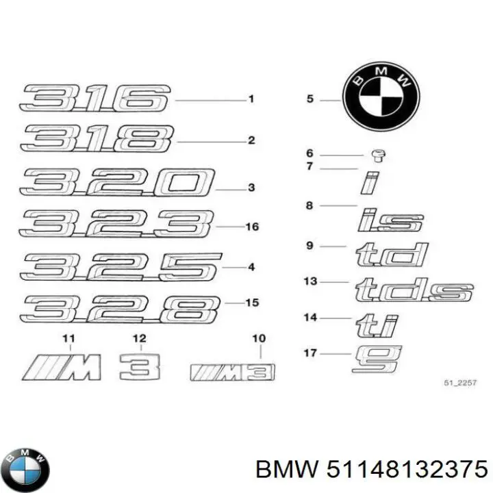 51148132375 BMW Emblema de capot 