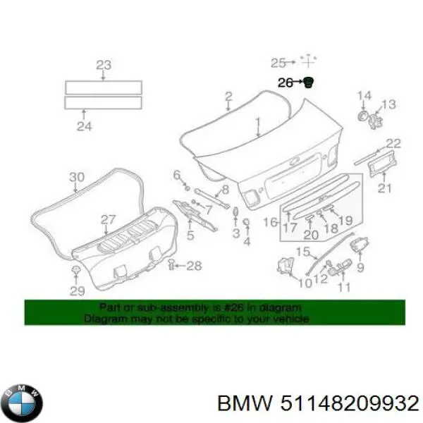 51140025059 BMW clips de fijación para rejilla de radiador de panel