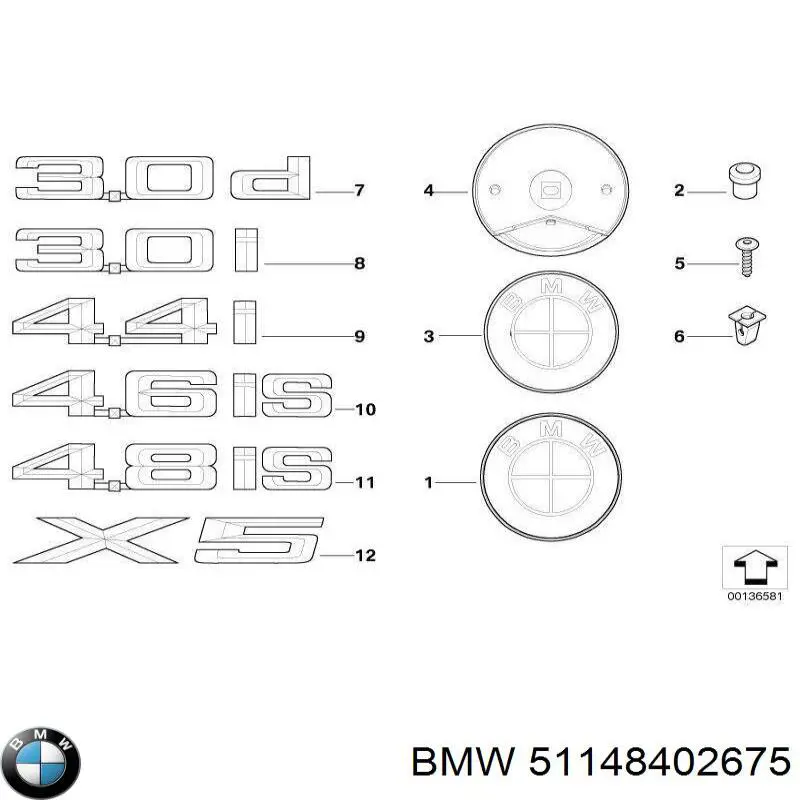 51148402675 BMW emblema de tapa de maletero