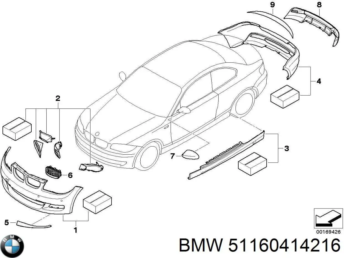 51160414216 BMW Cubierta de espejo retrovisor derecho