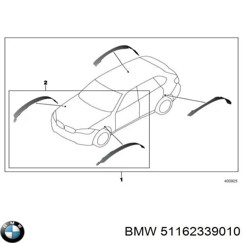 Comprar 51162339010 BMW Juego de molduras ensanchadoras de guardabarros