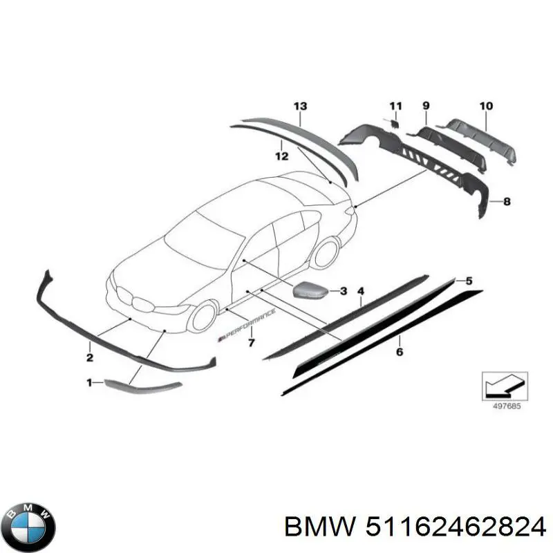 Comprar 51162462824 BMW Cubierta De Espejo Retrovisor Derecho