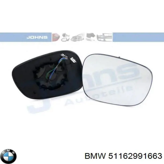 51162991663 BMW cristal de espejo retrovisor exterior izquierdo