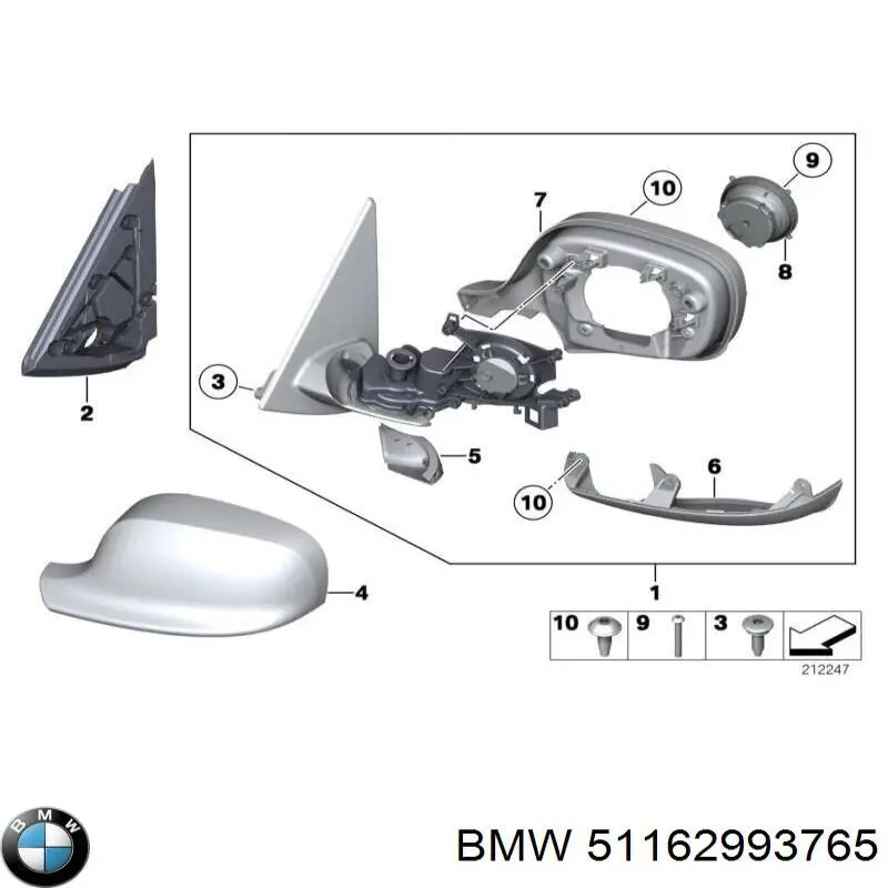 51162993765 BMW espejo retrovisor izquierdo