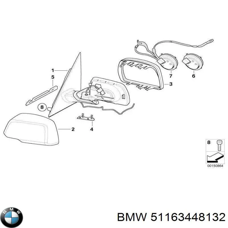 Espejo retrovisor derecho BMW 51163448132 precio, desde 126,32 EUR
