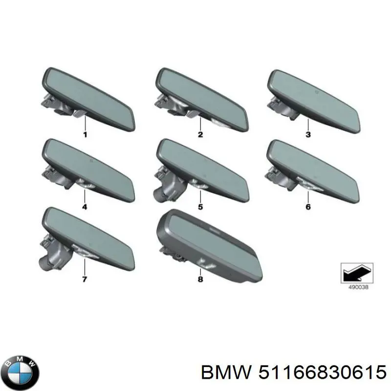 51166830615 BMW Espejo retrovisor interior