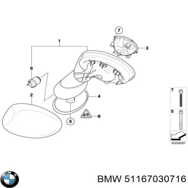 51167030716 BMW superposicion(cubierta De Espejo Retrovisor Derecho)