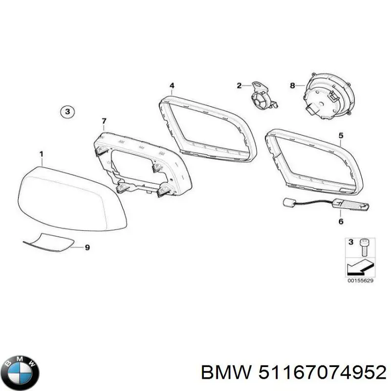 Cristal de espejo retrovisor derecho BMW 51167074952 precio, desde 19,44 EUR