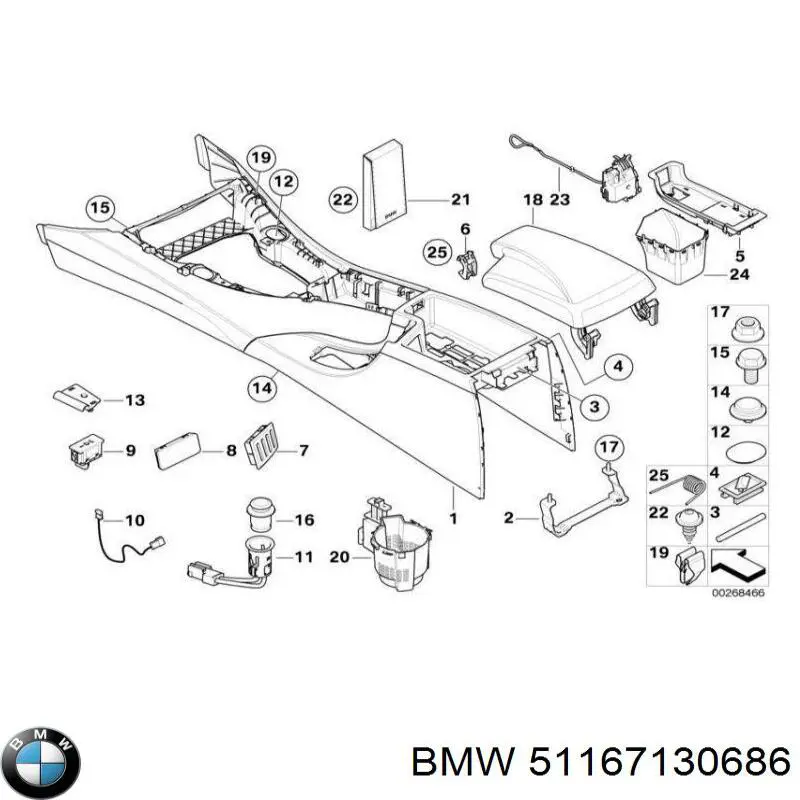 51167130686 BMW Consola central del panel de control