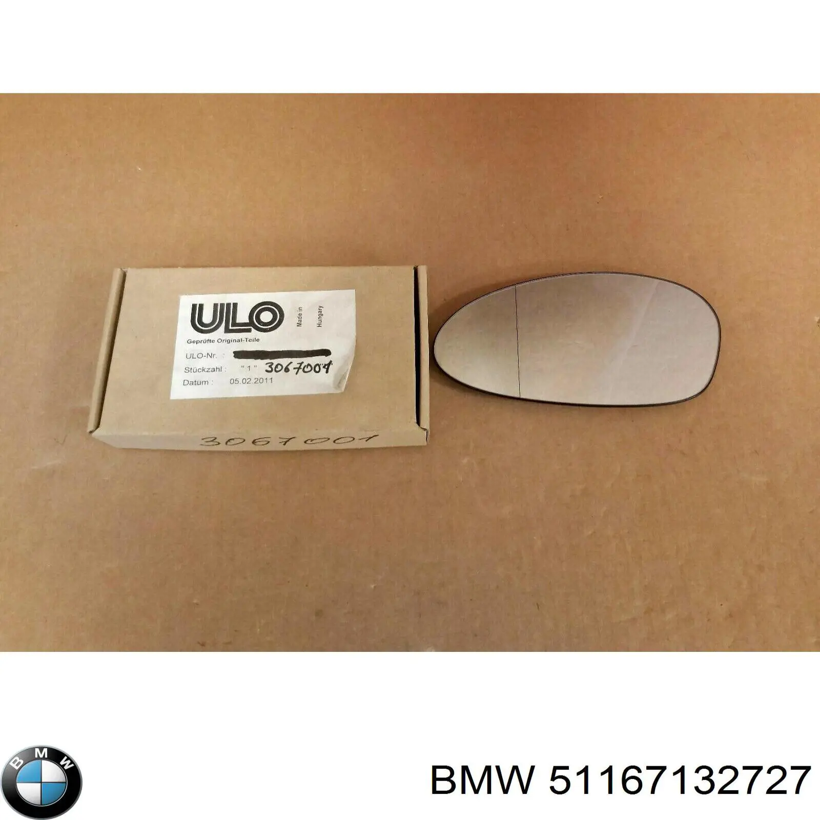 51167132735 BMW cristal de espejo retrovisor exterior izquierdo