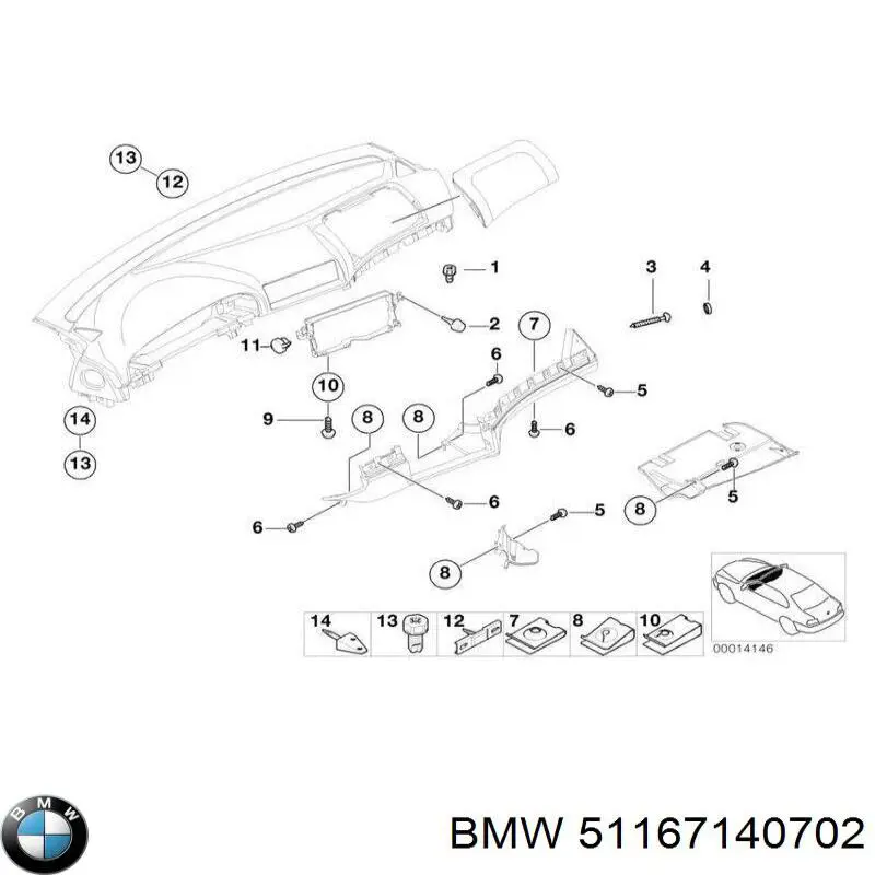 Caja portaobjetos para consola central (apoyabrazos) BMW 5 (E39)