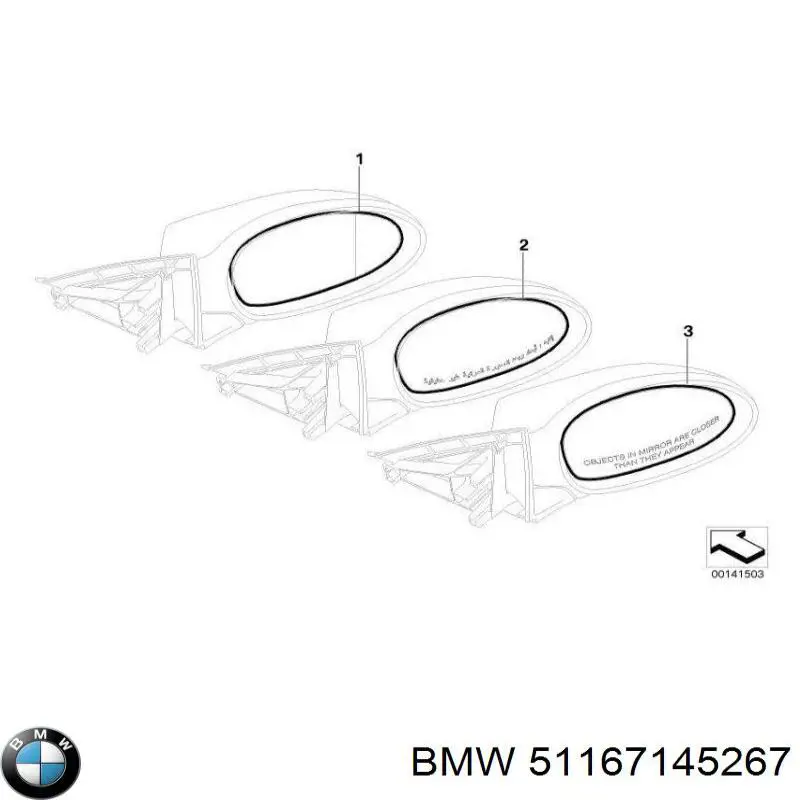 Cristal de espejo retrovisor exterior izquierdo BMW 51167145267 precio, desde 38,48 EUR
