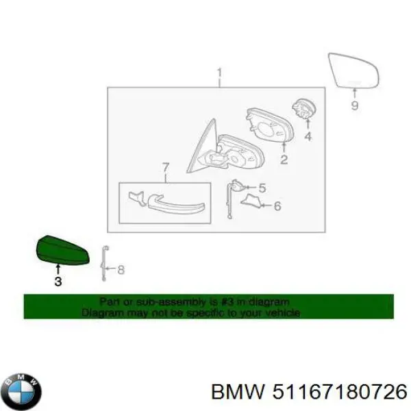 Cubierta de espejo retrovisor derecho BMW 51167180726 precio, desde 75,23 EUR