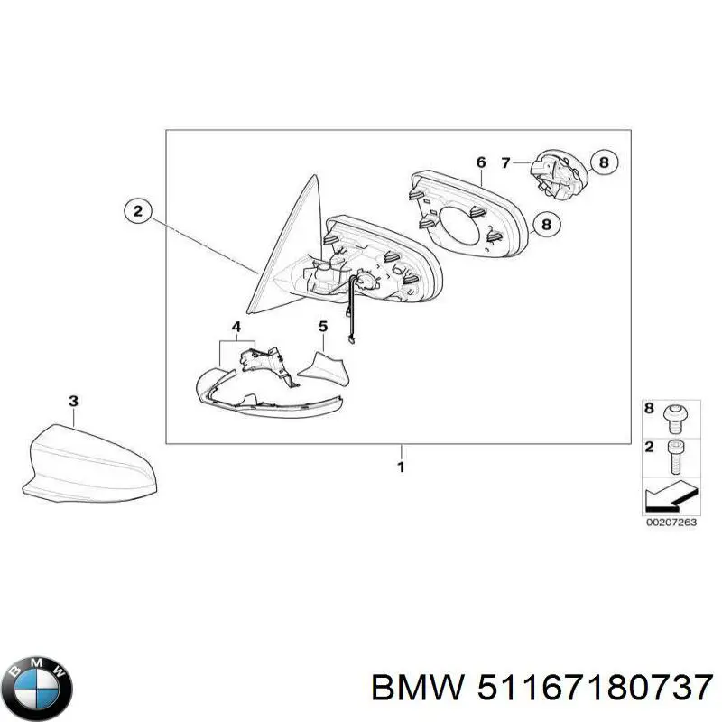 Carcasa interior del espejo retrovisor izquierdo BMW 51167180737 precio, desde 63,91 EUR
