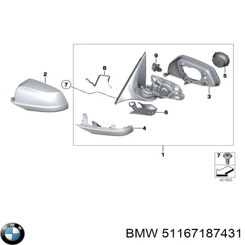 Cubierta del retrovisor del conductor para BMW 7 (F01, F02, F03, F04)