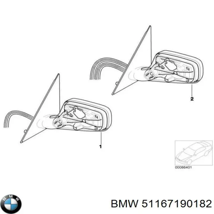 51167190182 BMW cubierta, retrovisor exterior izquierdo