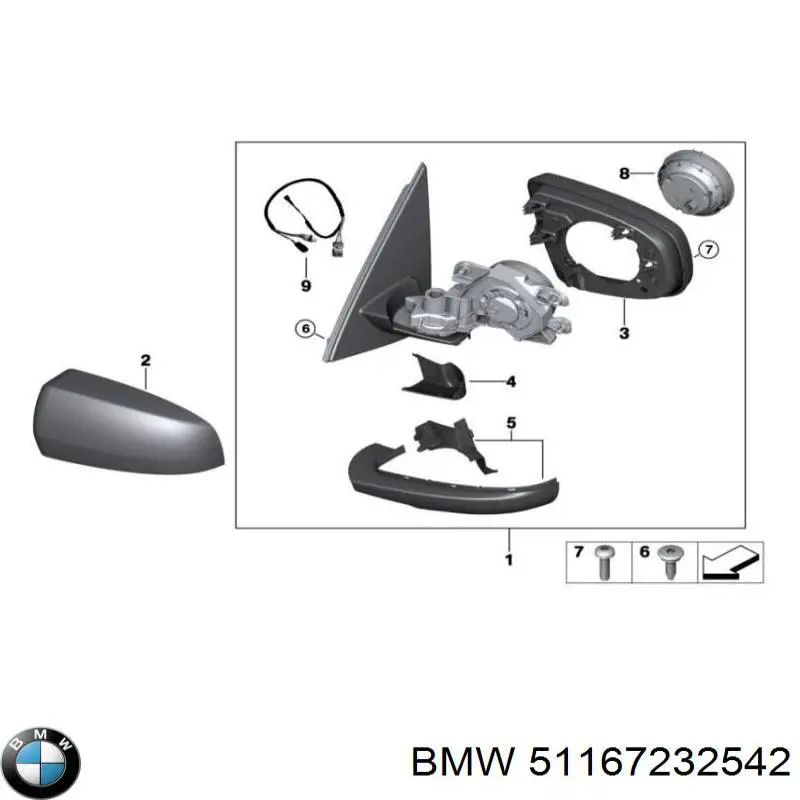 Carcasa interior del espejo retrovisor derecho BMW 51167232542 precio, desde 357,19 EUR