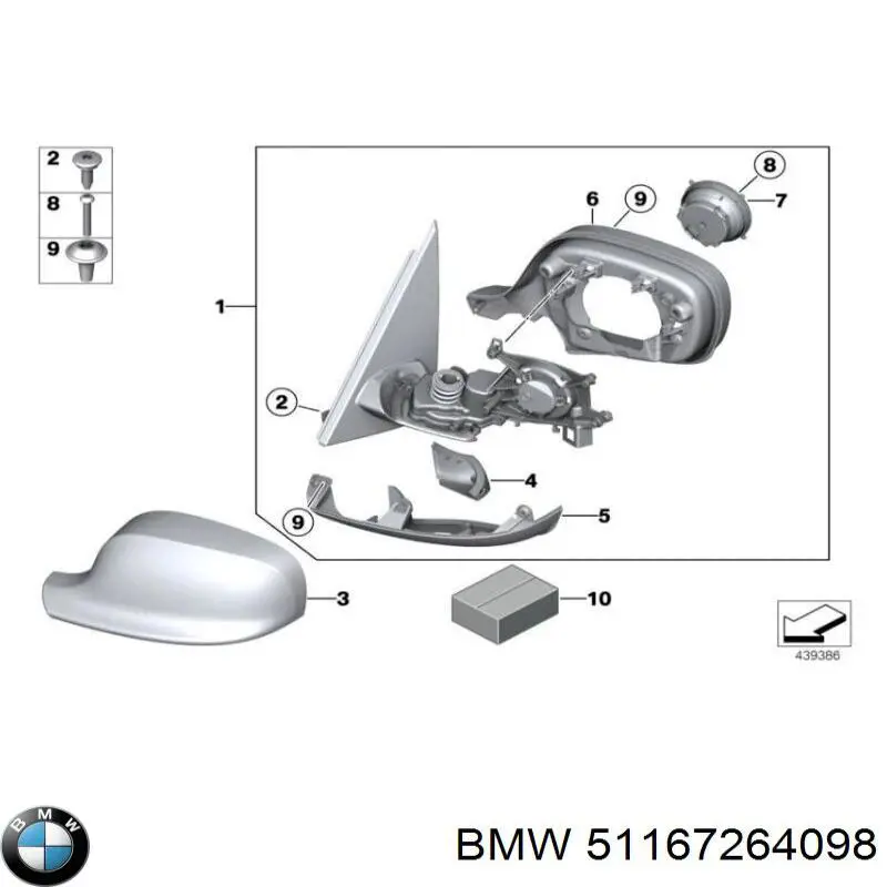 Espejo retrovisor derecho BMW 51167264098 precio, desde 261,61 EUR