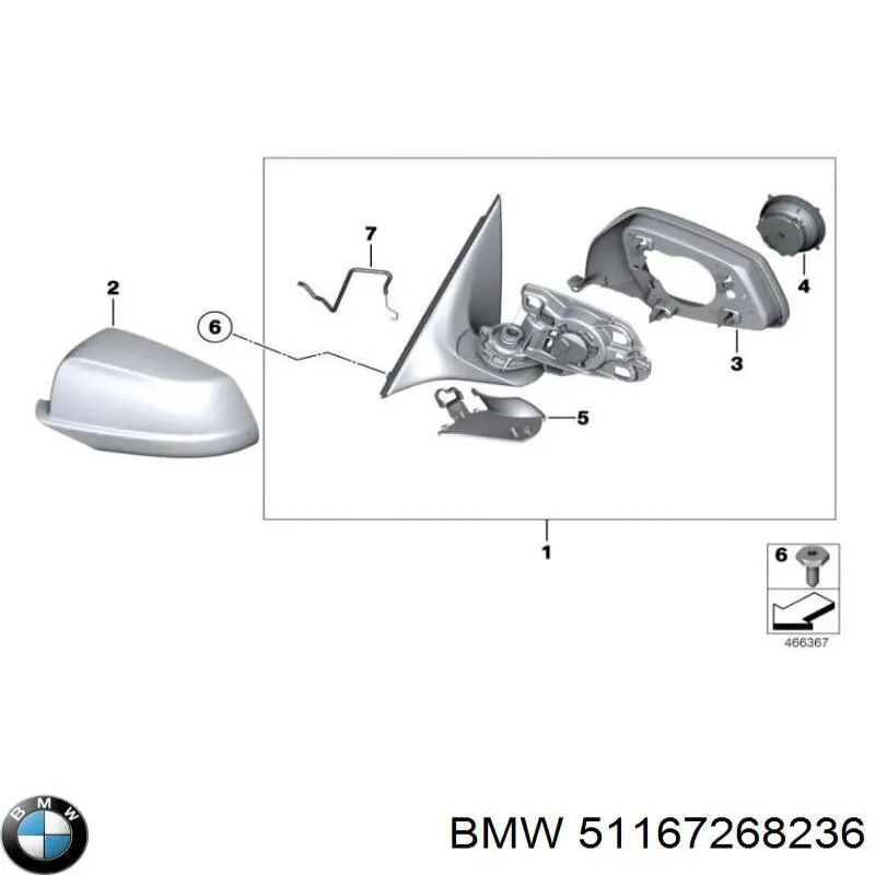 51167268236 BMW espejo retrovisor derecho