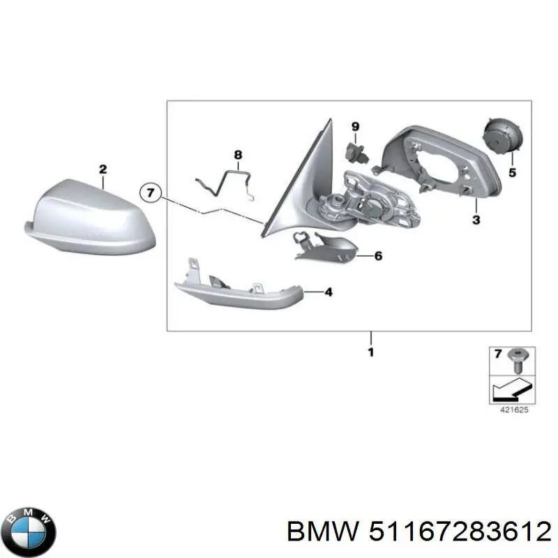 Comprar 51167283612 BMW Carcasa interior del espejo retrovisor izquierdo