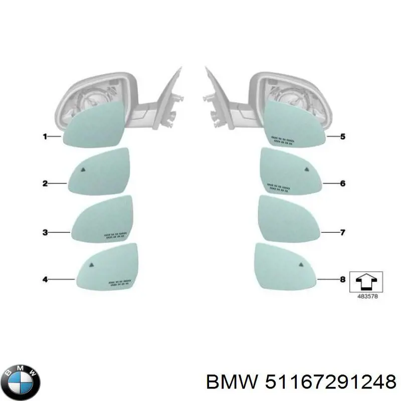 Comprar 51167291248 BMW Cristal de espejo retrovisor derecho