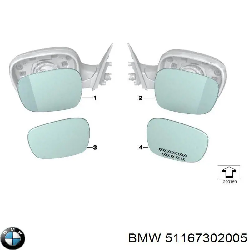 Cristal de espejo retrovisor exterior izquierdo BMW 51167302005 precio, desde 50,17 EUR