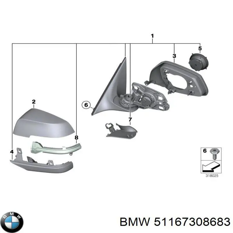 Cubierta de espejo retrovisor izquierdo BMW 51167308683 precio, desde 45,07 EUR