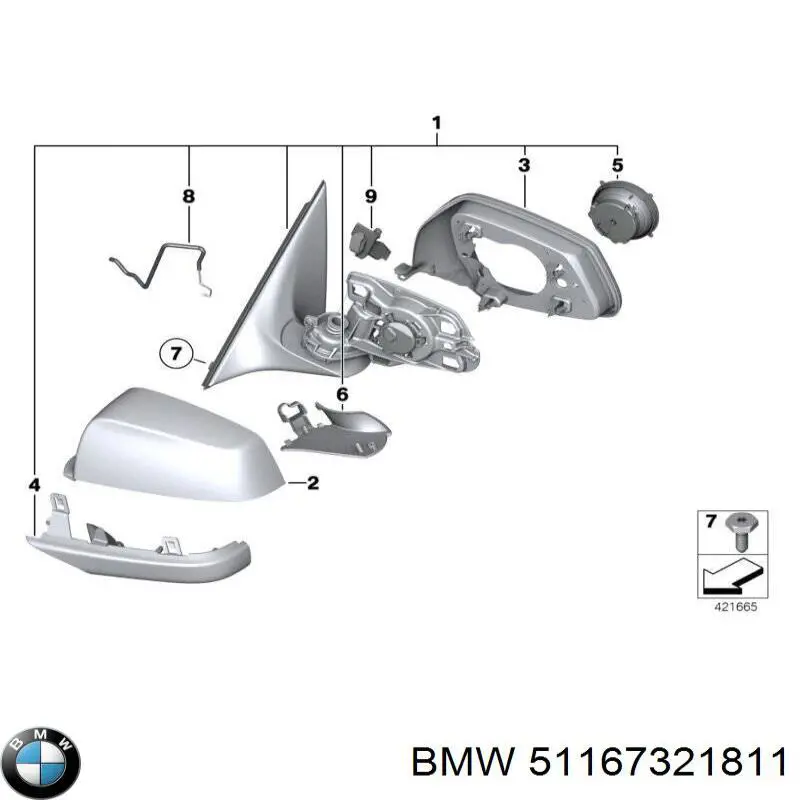 Espejo izquierdo BMW 51167321811 precio, desde 171,34 EUR