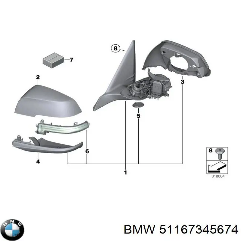 51167345674 BMW cubierta, retrovisor exterior derecho