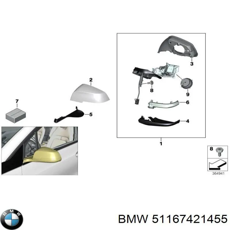 Espejo retrovisor izquierdo para BMW 2 Gran Tourer F46