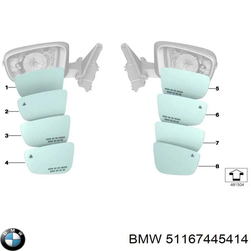 Comprar 51167445414 BMW Cristal de espejo retrovisor derecho