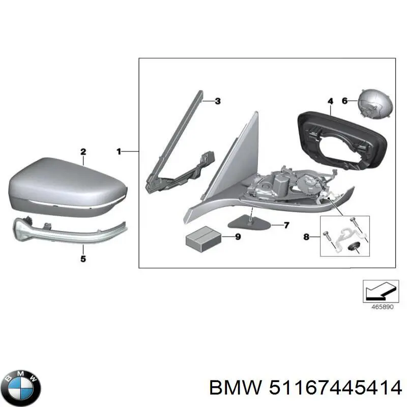 Cristal de retrovisor exterior derecho para BMW 6 (G32)