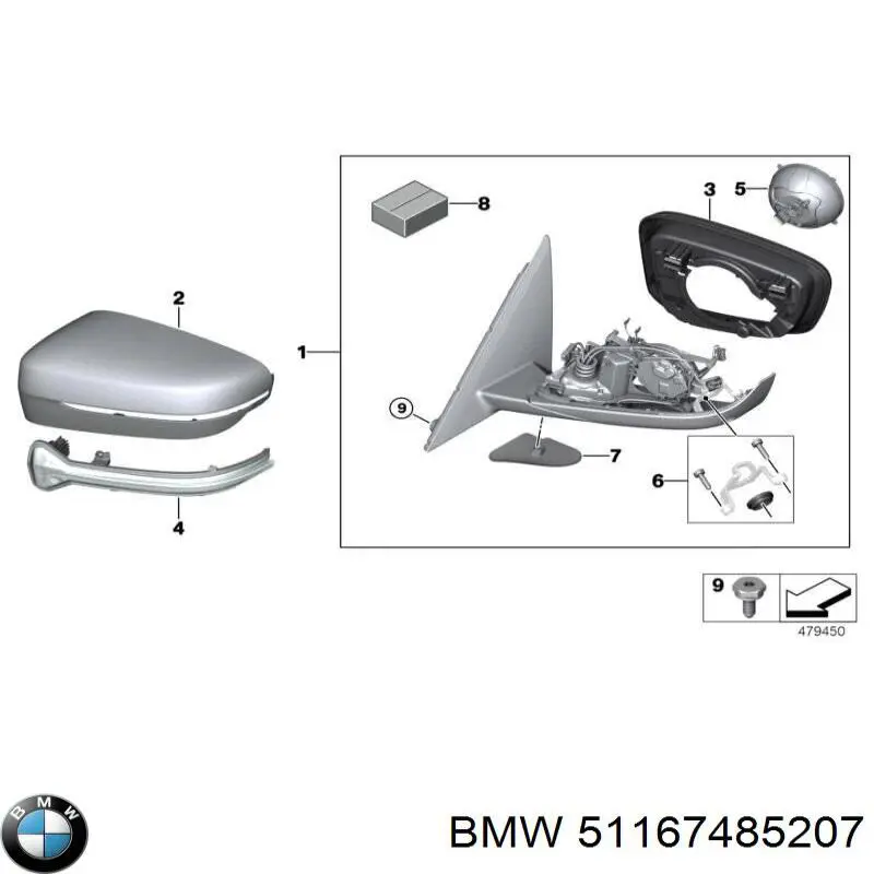 Comprar 51167485207 BMW Carcasa interior del espejo retrovisor izquierdo