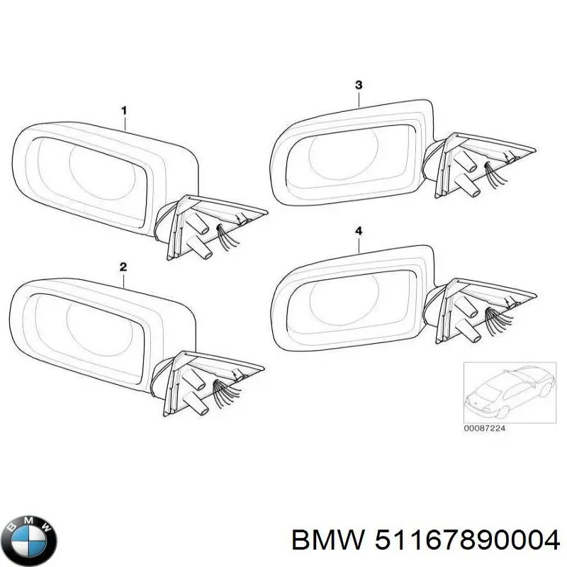 Espejo retrovisor derecho BMW 51167890004 precio, desde 863,26 EUR