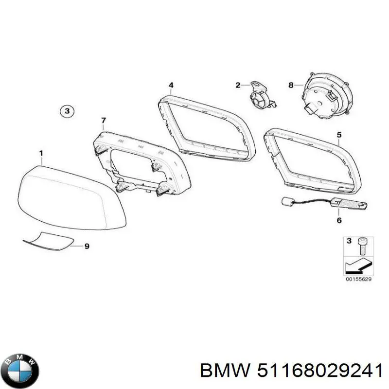 51168029241 BMW superposicion(cubierta De Espejo Retrovisor Izquierdo)