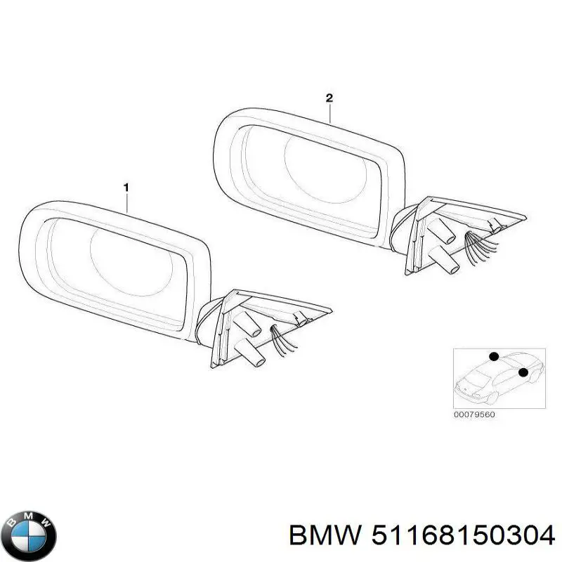 Espejo derecho BMW 7 E38